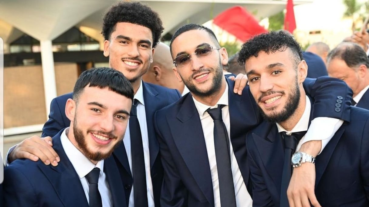 لاعبي المنتخب المغربي (مزراوي، زياش، أبوخلال،إلياس شاعر)