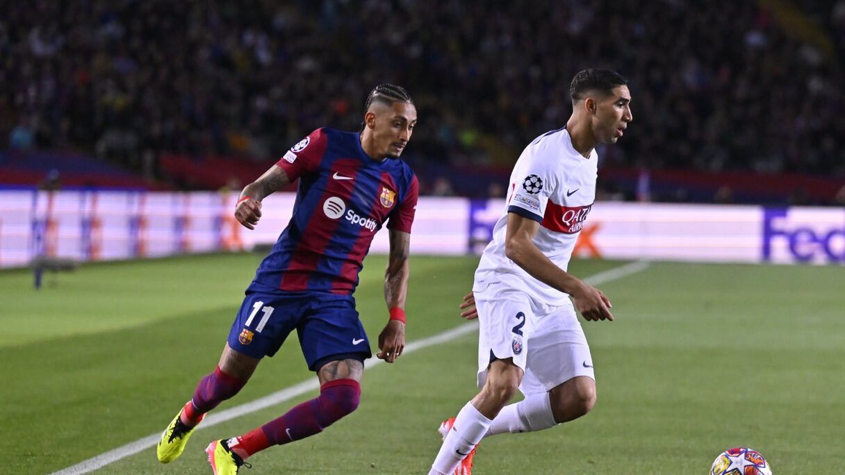 Achraf Hakimi contre FC Barcelone (1-2), lors du match retour des quarts de finale de la Ligue des Champions.