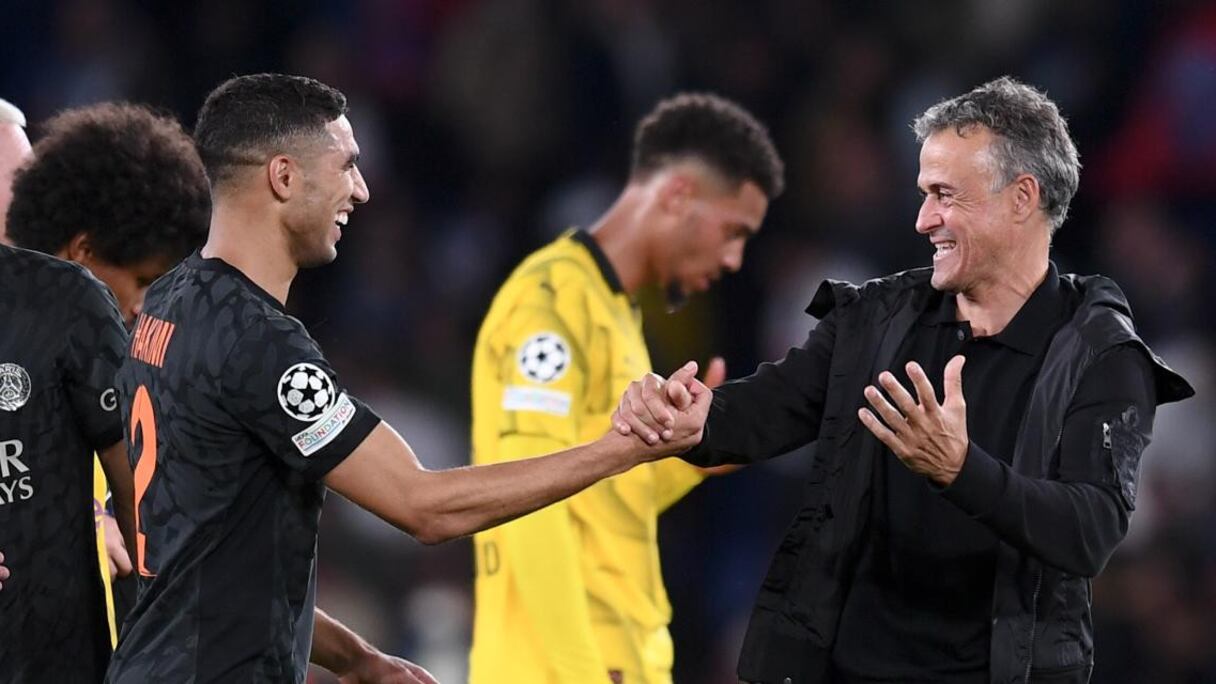 Achraf Hakimi et son coach au PSG, Luis Enrique