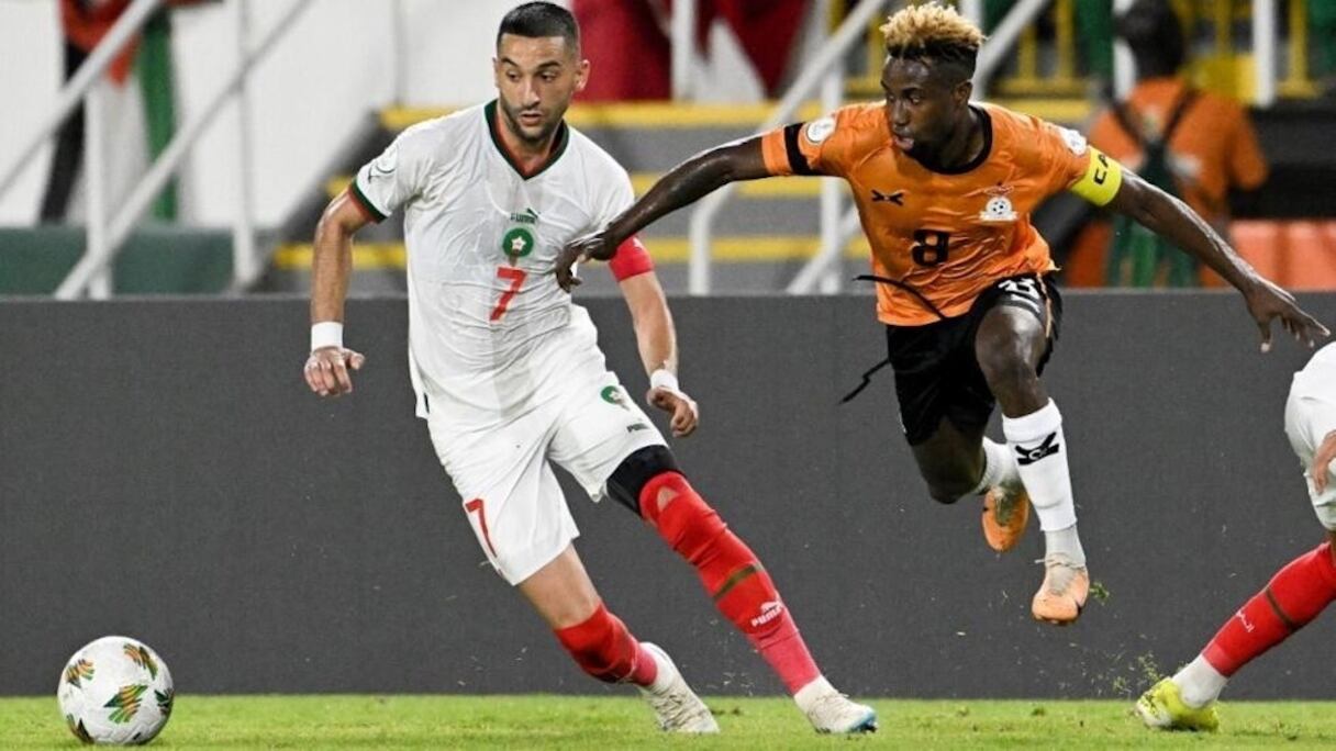 Hakim Ziyech, artisan de la victoire du Maroc contre la Zambie, lors la rencontre en CAN-2023, le 24 janvier 2024.