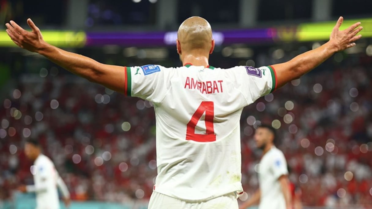 Sofyan Amrabat avec les Lions de l'Atlas au Mondial 2022.